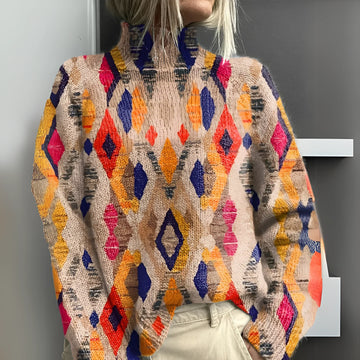 Felice - Maglione in Maglia con Motivo Geometrico a Rombi