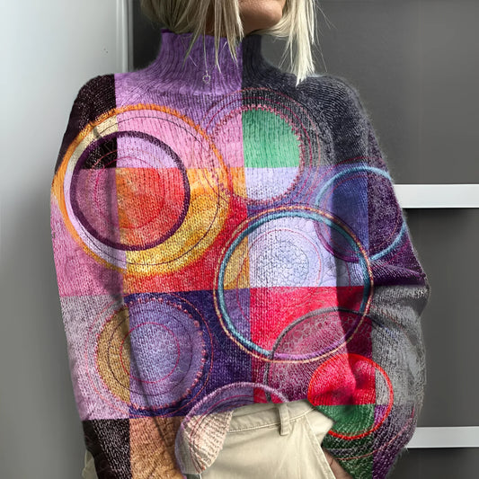 Joelle - Maglione a Collo Alto in Maglia Colorblock