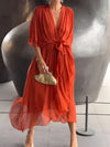 Monica - Abito in chiffon con scollatura a V