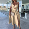 Célestine - Vestito Midi con Spalline Sottile e Spacco Alto