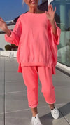 Teresa | Completo due pezzi da donna con top a scollo rotondo e pantaloni