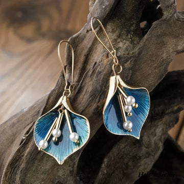 Orecchini Vintage Blu Lotus in Argento