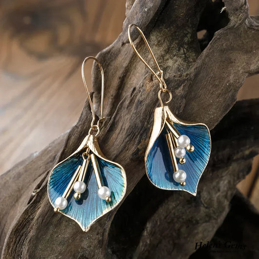 Orecchini Vintage Blu Lotus in Argento