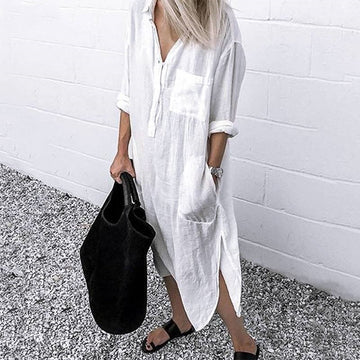 Maddie - Elegante Maxi Abito Lungo in Lino