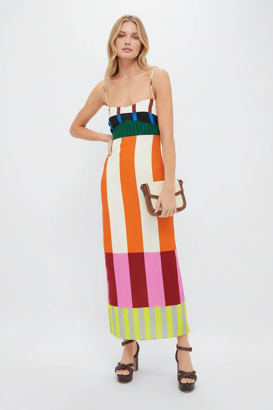 ABITO STRISCE GEOMETRICHE MULTICOLOR