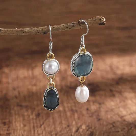 Orecchini Vintage Blu in Pietra Naturale