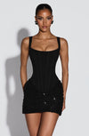 ABITO MINI CORSET CON GONNA TEXTURIZZATA